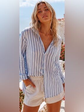 Anthropologie Grayson Flannel Striped Longsleeve Button Up Blouse Size Small